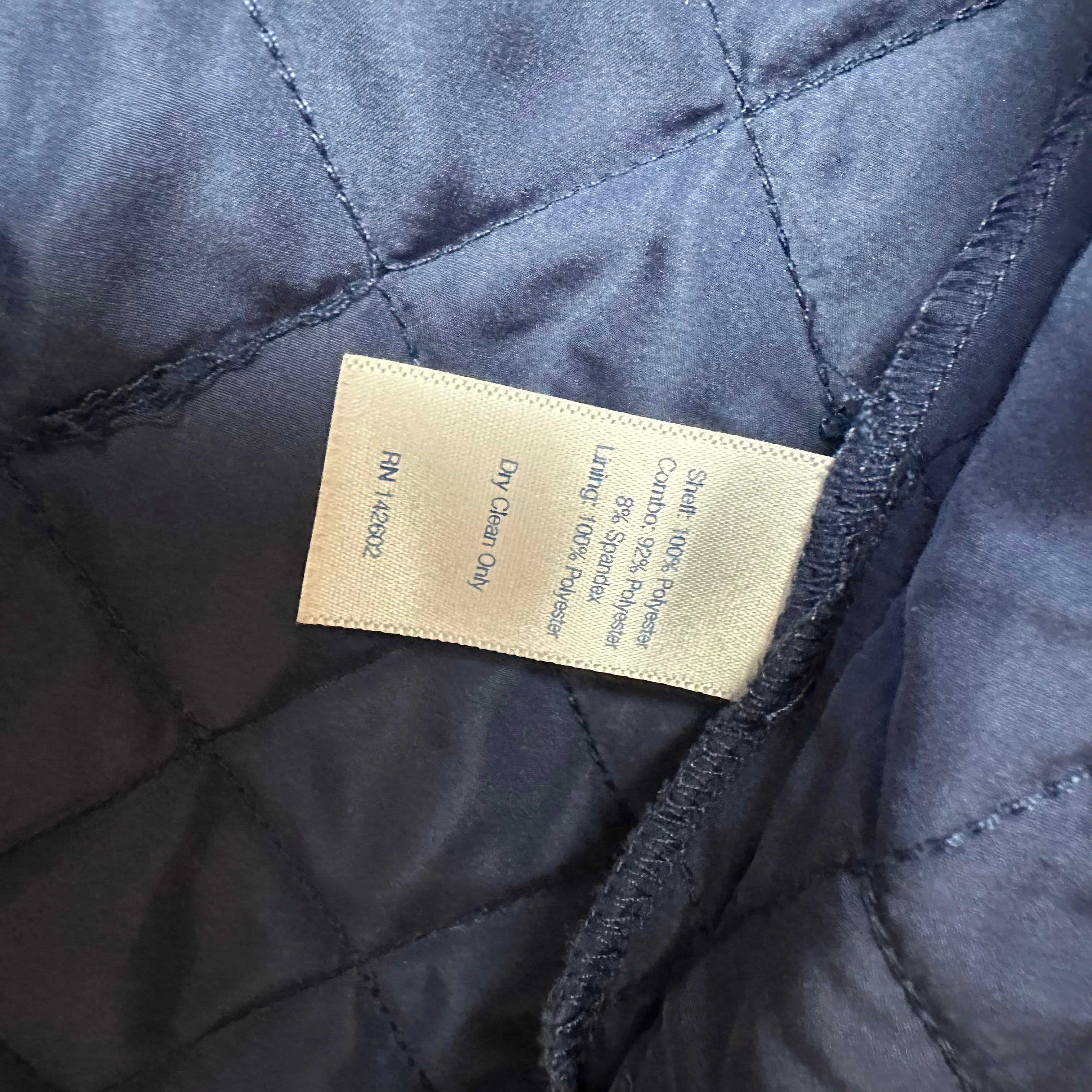 Sail to Sable Quilted Jacket Navy Blue Brown Faux Suede detail equestrian Small
