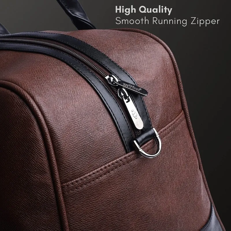 The Clownfish Farold 30 litres Unisex Faux Leather 15.6 inch Laptop Travel Duffle Bag (Almond Brown)