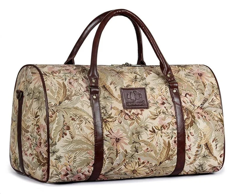The Clownfish Forest 40 litres Tapestry Fabric Beige Travel Duffle Bag Men Travel Duffel Bag Luggage Daffel Bags Air Bags Luggage Bag Travelling Bag Truffle Bags