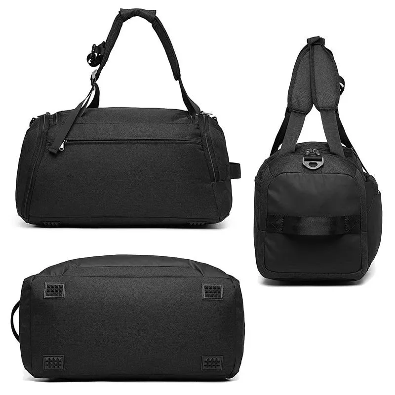 The Clownfish Large Capacity Travel Duffle Bag - Shoe Compartment | Adjustable Shoulder Strap | Black