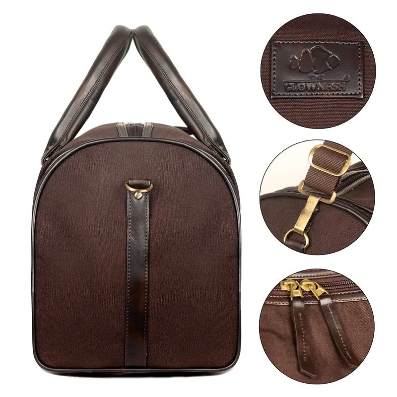 The Clownfish Men's and Women's Canvas Ewan Series 43 litres Canvas Travel Duffle Bag (Dark Brown)
