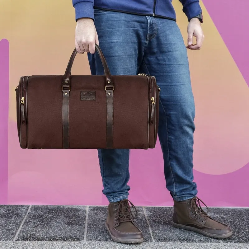 The Clownfish Men's and Women's Canvas Ewan Series 43 litres Canvas Travel Duffle Bag (Dark Brown)