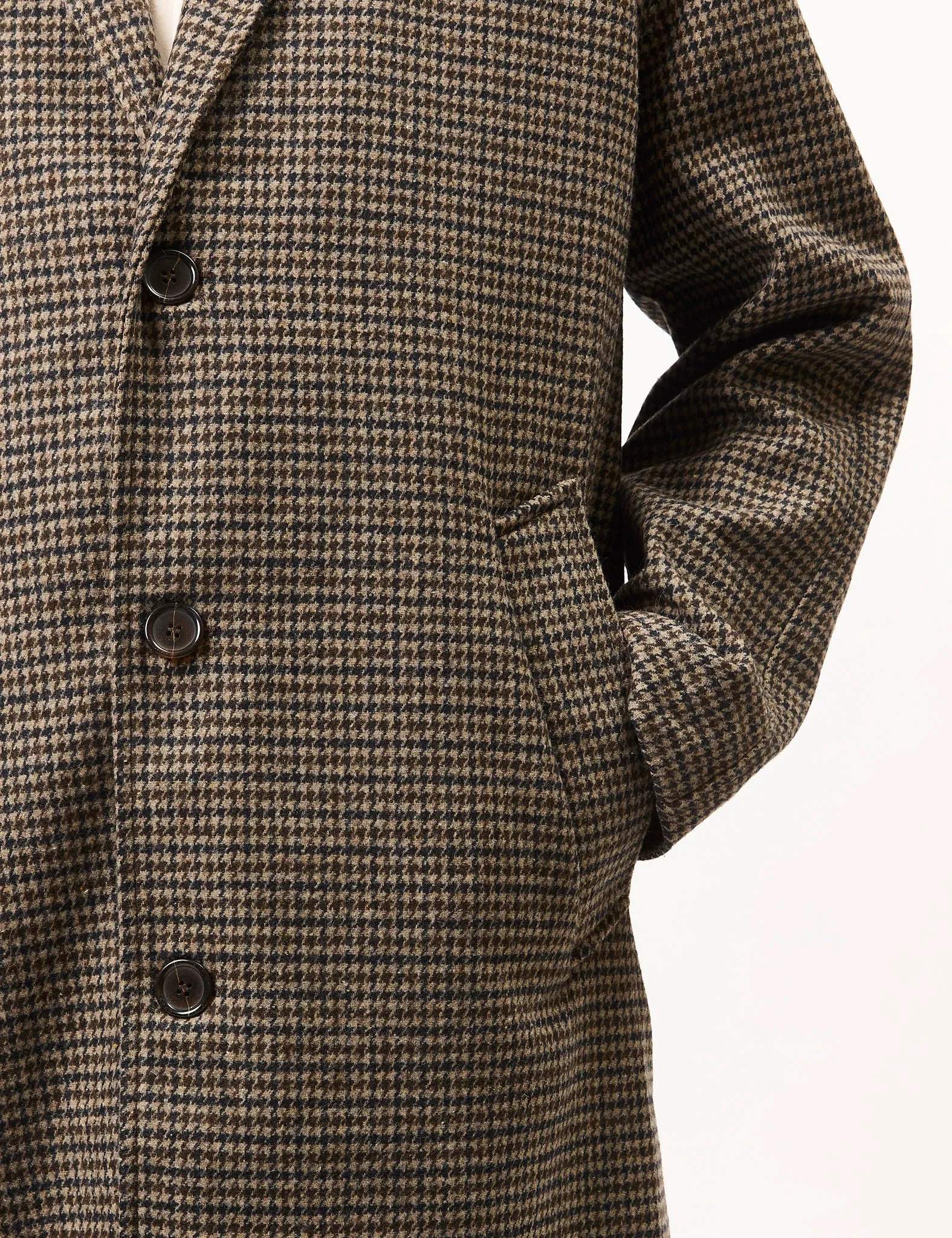Universal Works Top Coat (Carde Tweed) - Stone/Navy Blue