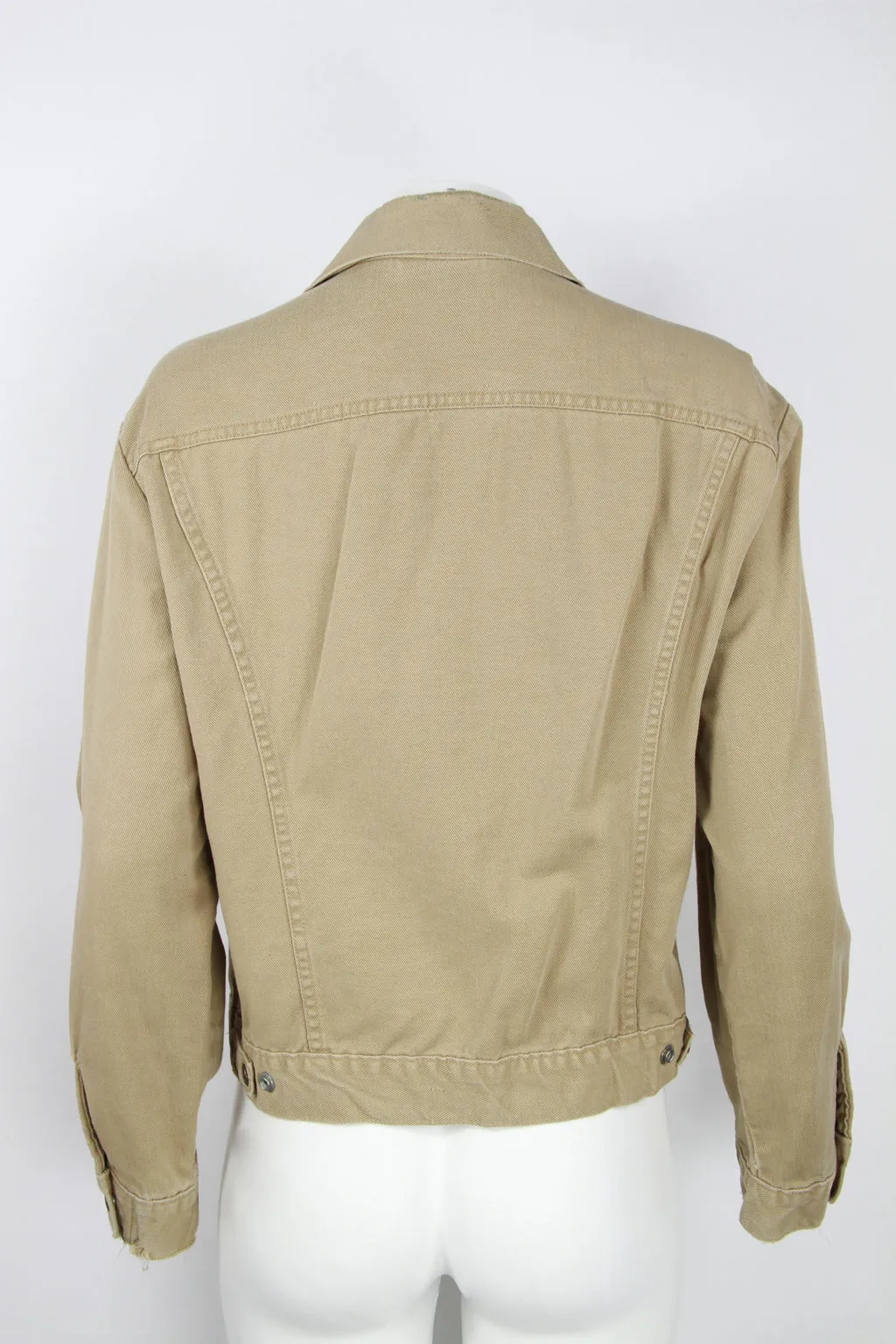Vintage 70s Beige Levi's denim jacket with Bruce Springsteen and Grateful Dead patches - S