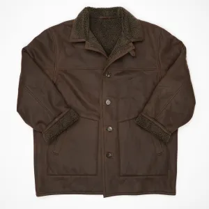 Vintage Brown Suede Sherpa Jacket (XL)