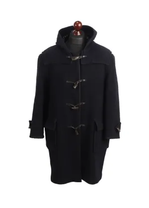 Vintage BURBERRY'S Duffle Coat Navy Blue Wool Men's Overcoat Size ~ XL