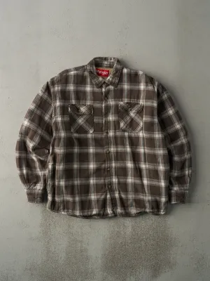Vintage Y2K Brown Sherpa Lined Wrangler Flannel Button Up Jacket (M)