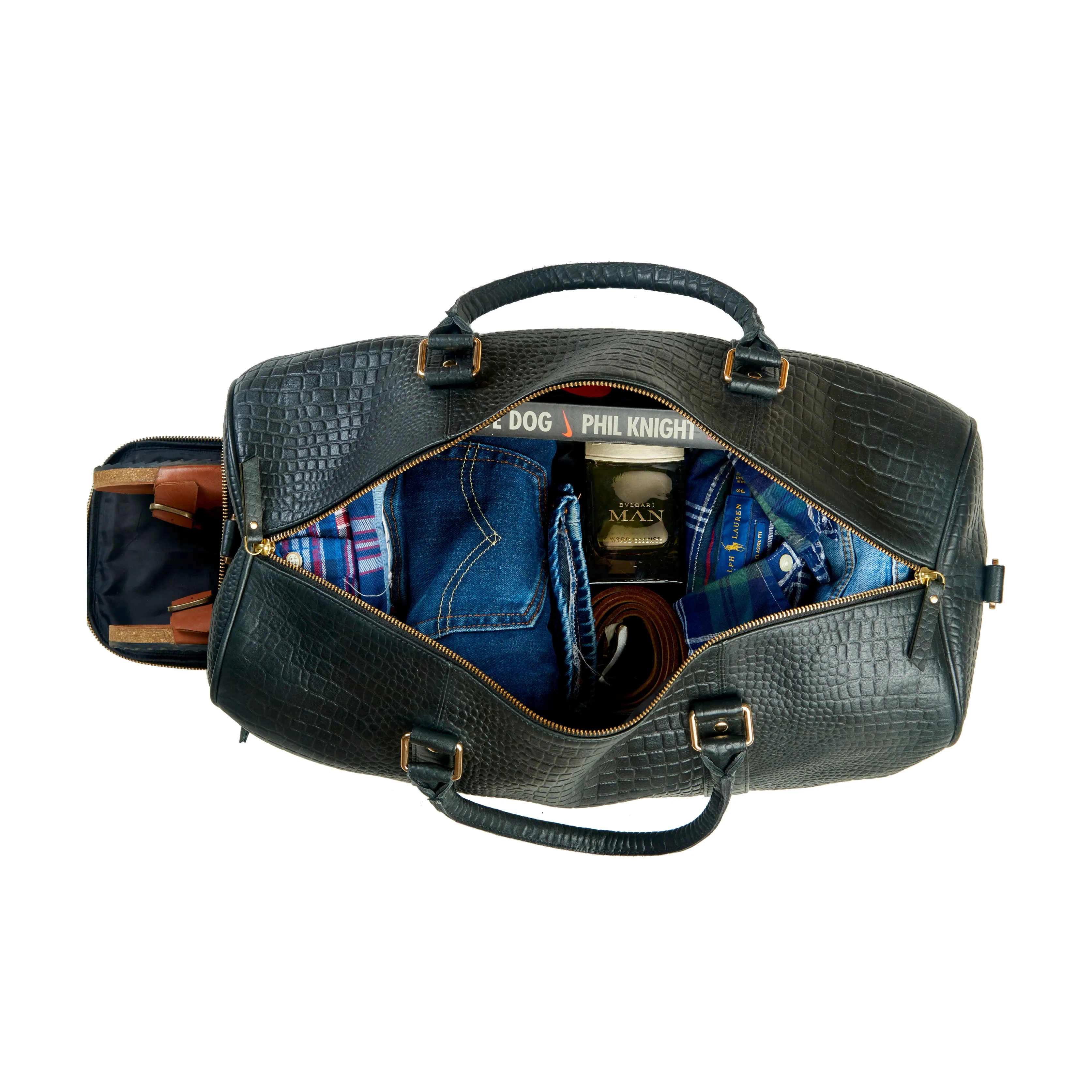 Wander Leather Duffel Bag with Shoes Pocket