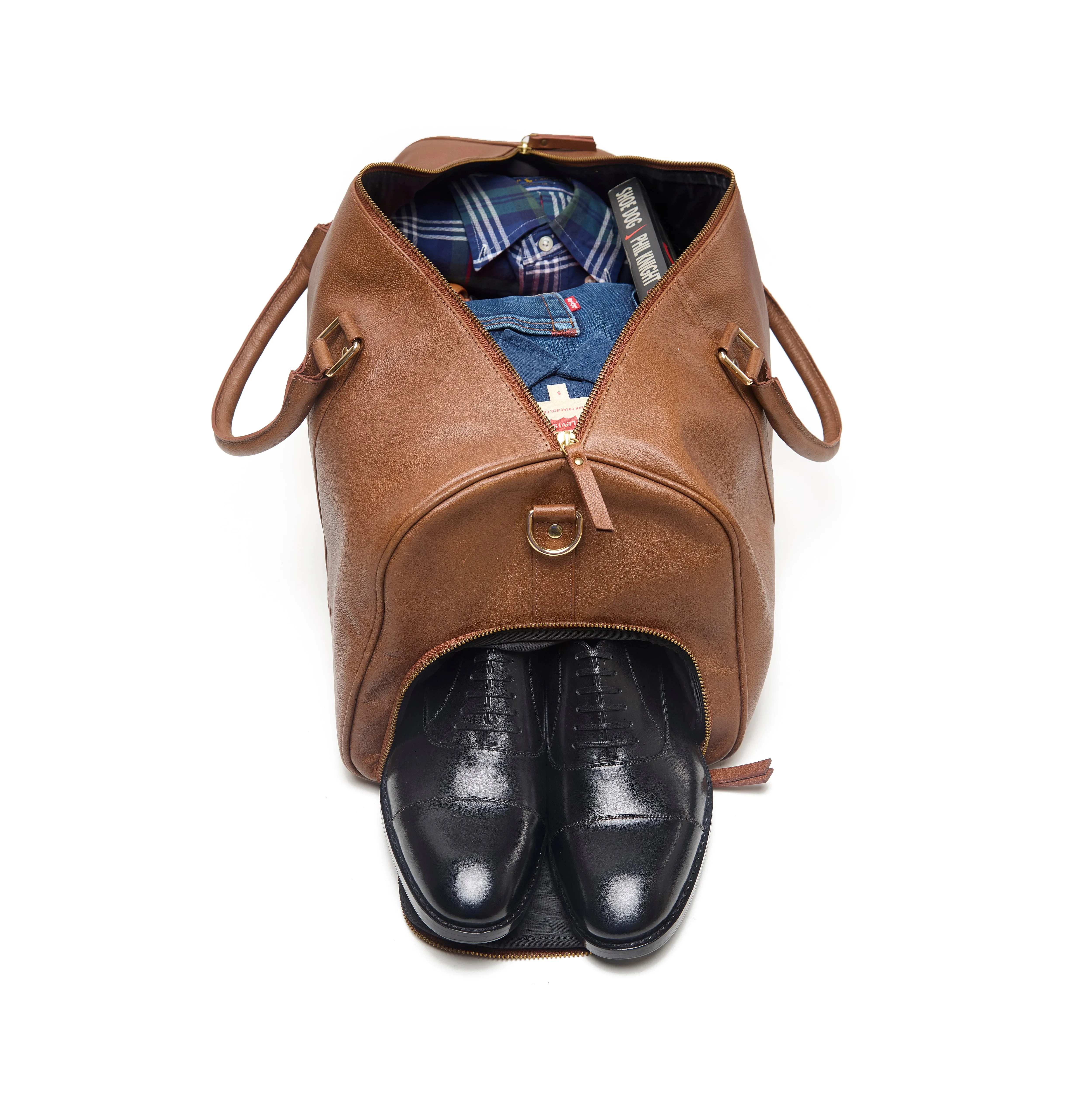 Wander Leather Duffel Bag with Shoes Pocket