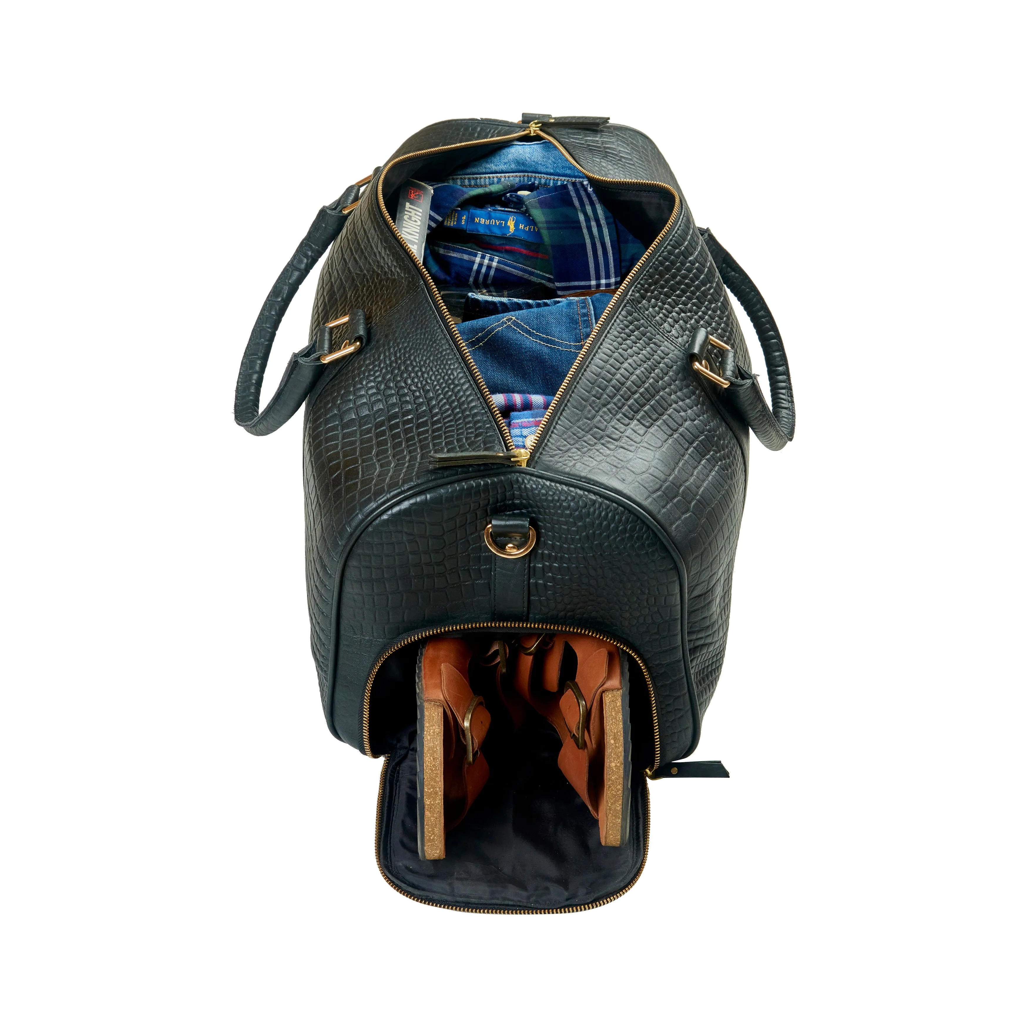 Wander Leather Duffel Bag with Shoes Pocket