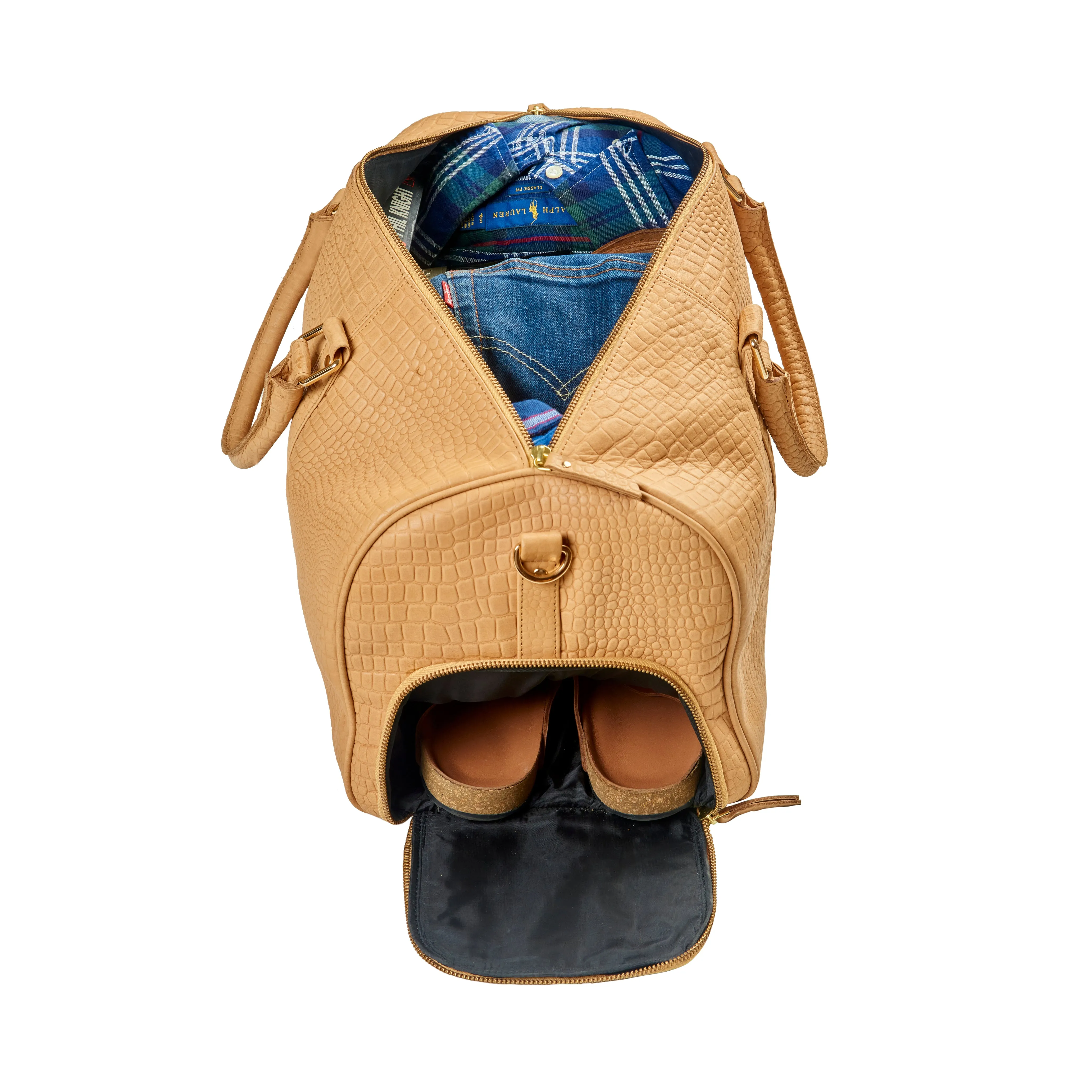 Wander Leather Duffel Bag with Shoes Pocket