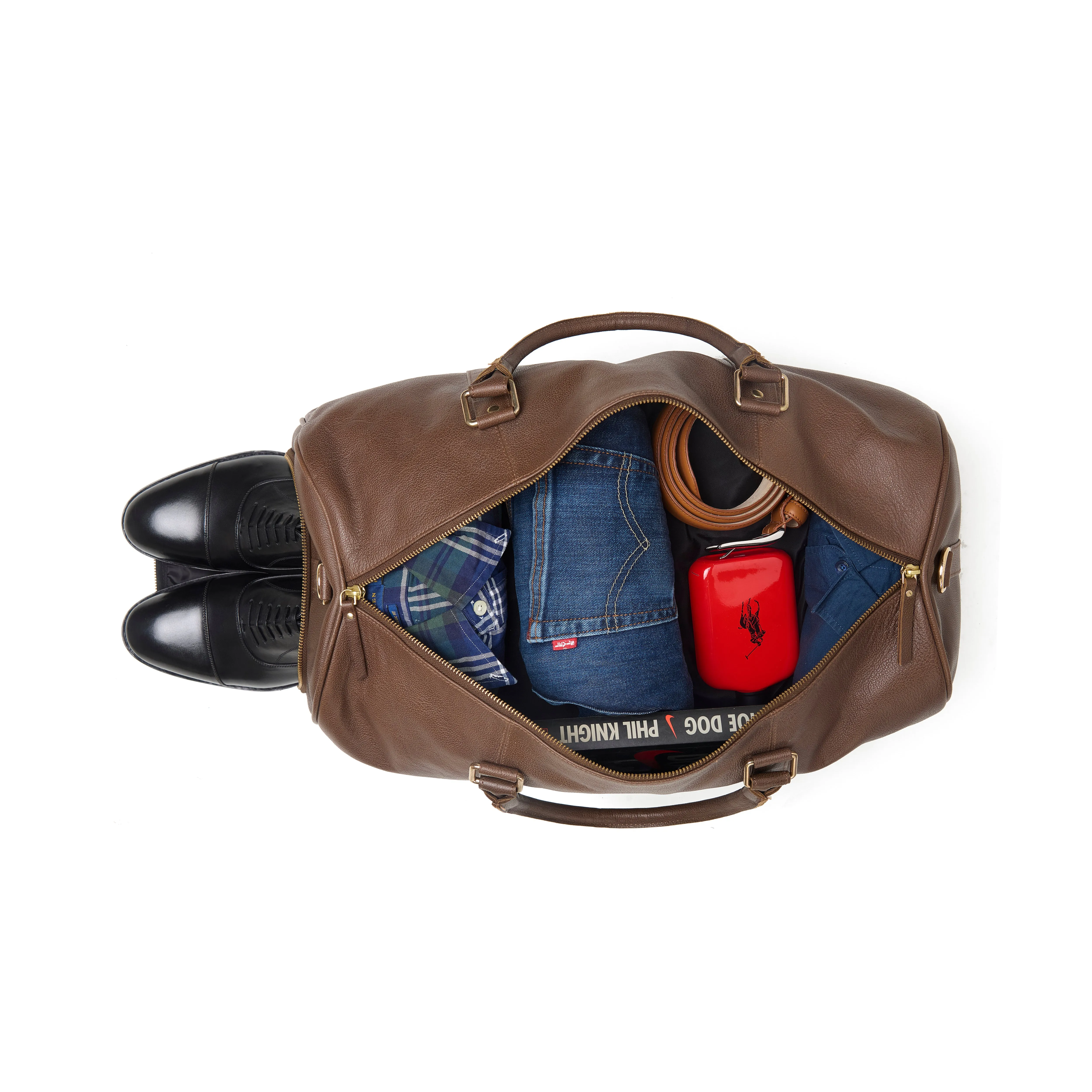 Wander Leather Duffel Bag with Shoes Pocket