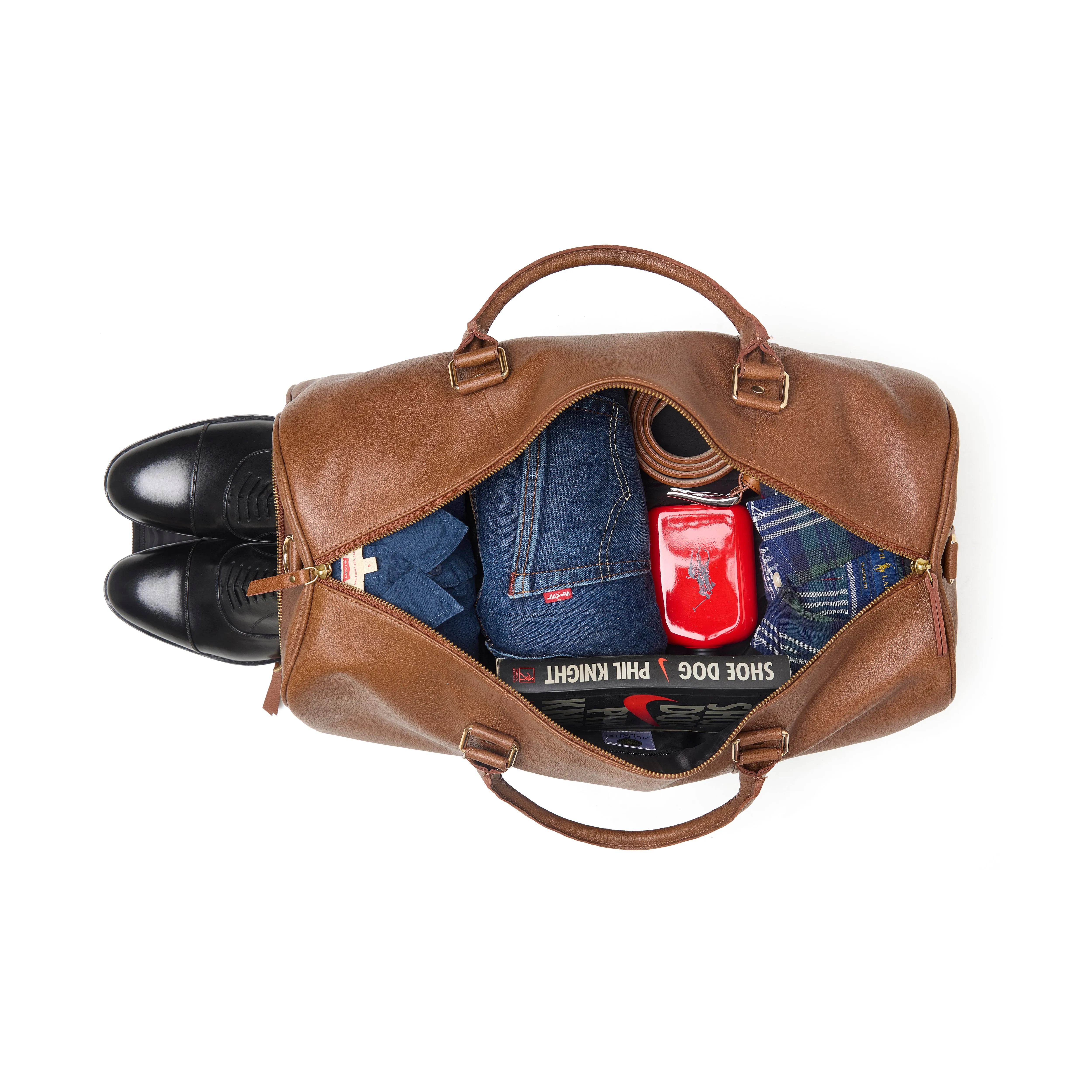 Wander Leather Duffel Bag with Shoes Pocket