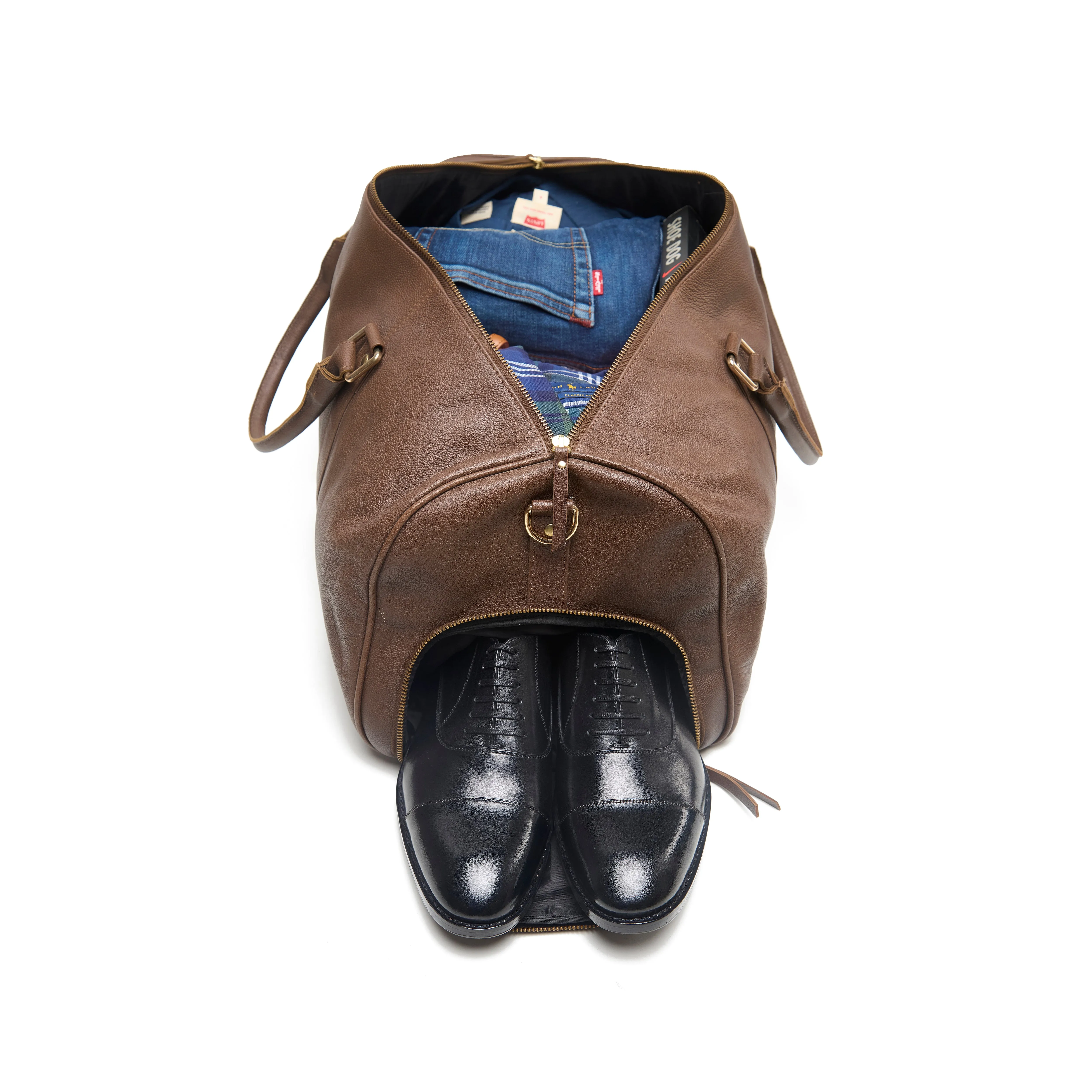 Wander Leather Duffel Bag with Shoes Pocket