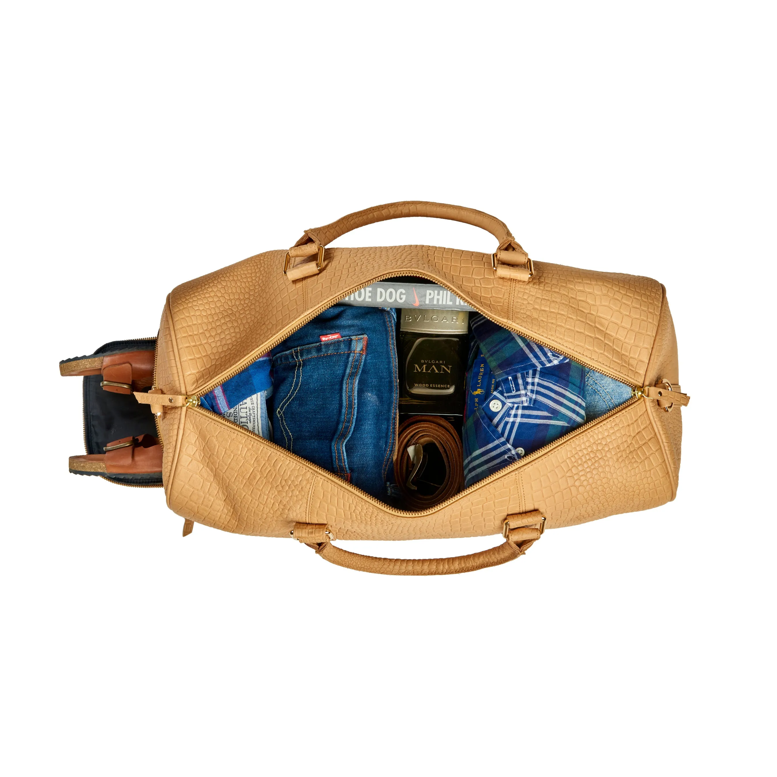 Wander Leather Duffel Bag with Shoes Pocket