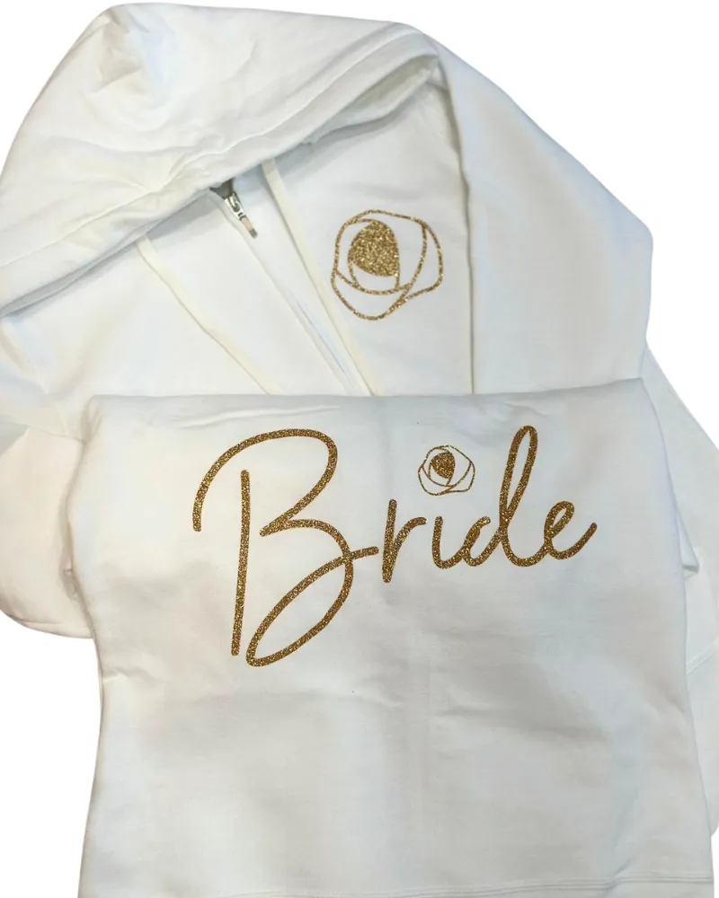 WBS White Bridal Zip Up Hoodie