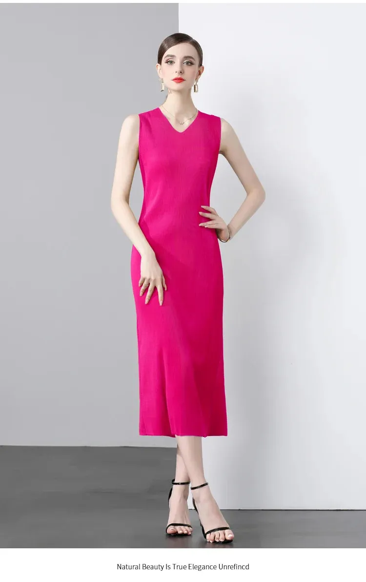 Women's 2-Piece Pleated Coat & Sleeveless Dress Set