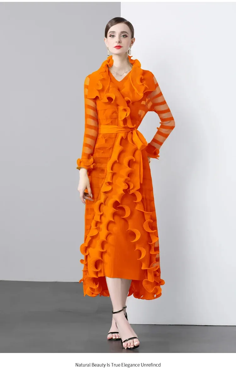 Women's 2-Piece Pleated Coat & Sleeveless Dress Set