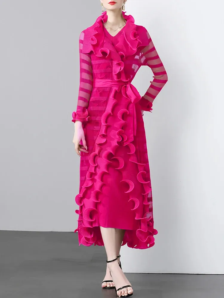 Women's 2-Piece Pleated Coat & Sleeveless Dress Set