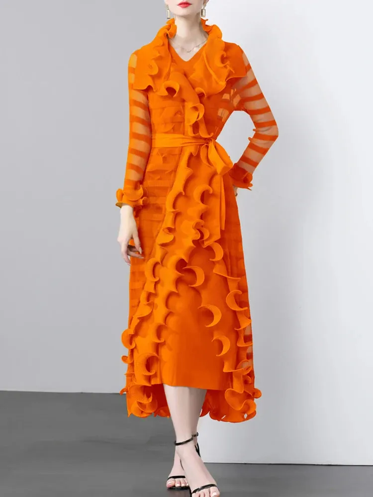 Women's 2-Piece Pleated Coat & Sleeveless Dress Set