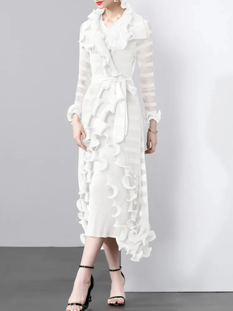 Women's 2-Piece Pleated Coat & Sleeveless Dress Set