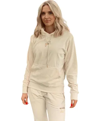 Women's Beige Velour Tracksuit Set